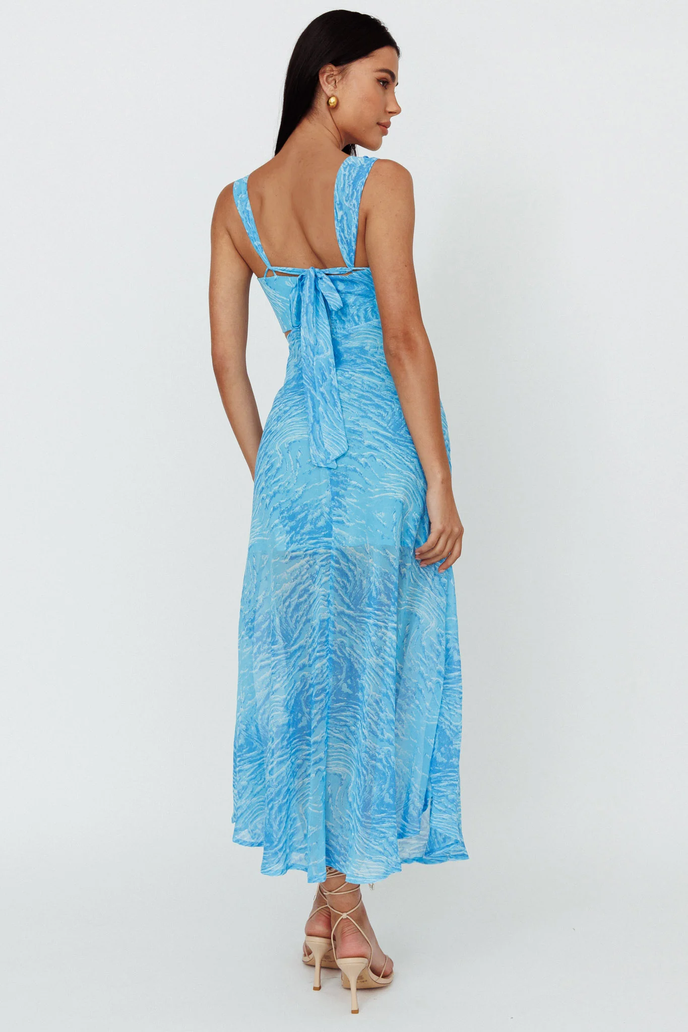 Willa Tie Back Midi Dress Print Blue - Image 2