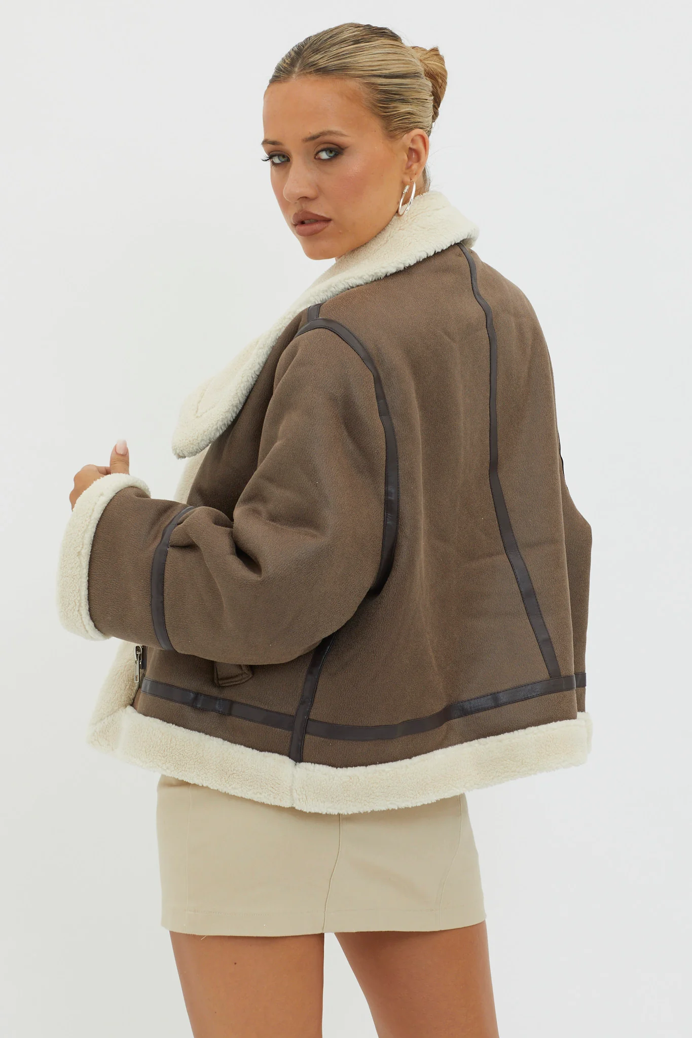 Wintertide Sherpa Trim Jacket Mocha - Image 2