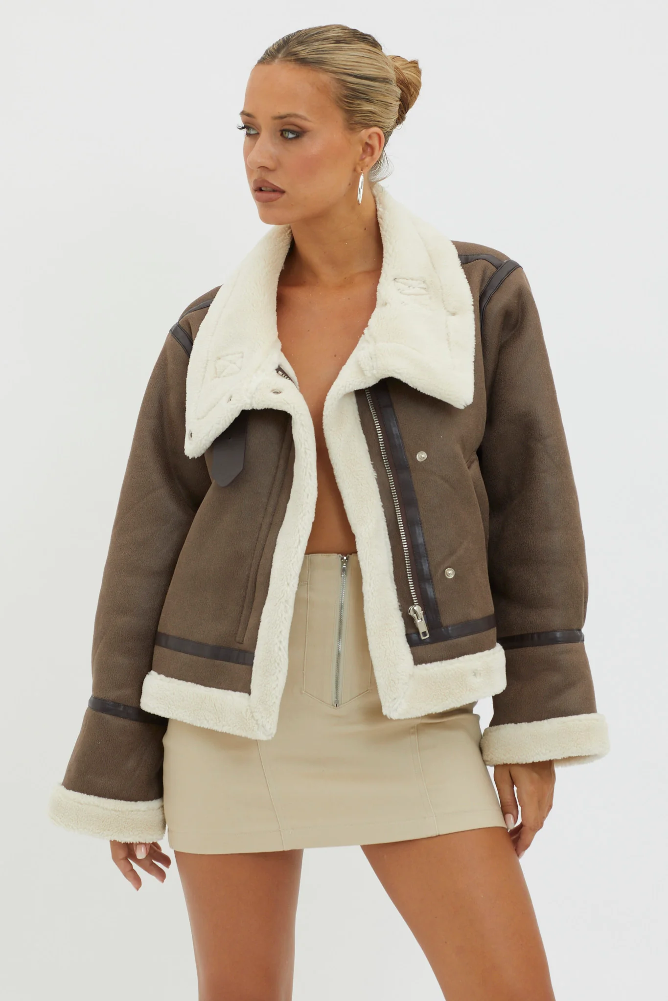 Wintertide Sherpa Trim Jacket Mocha - Image 5