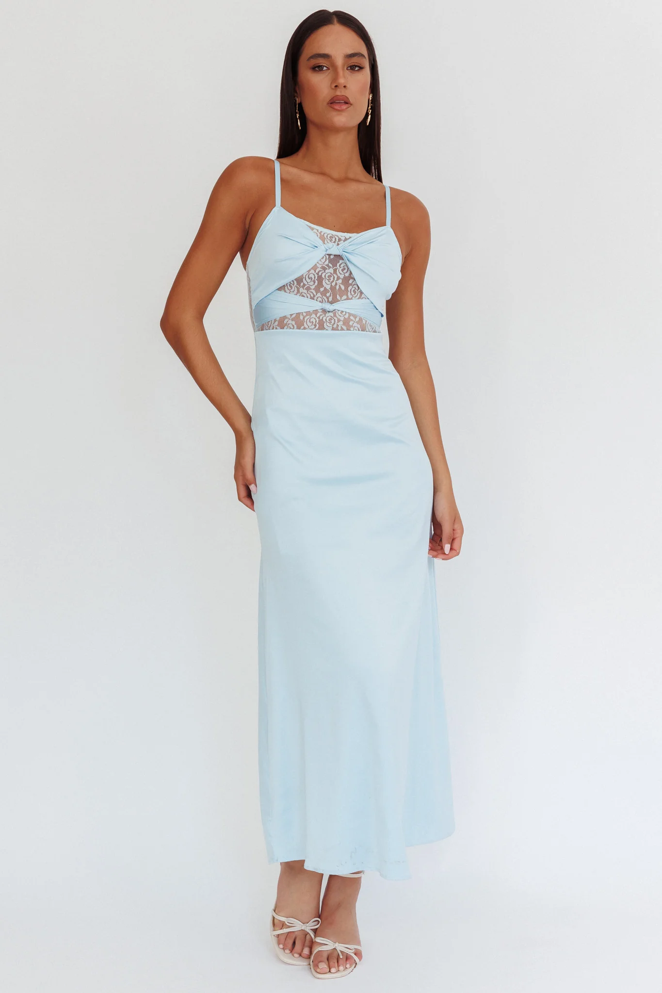 Wyatt Lace Twish Bust Maxi Dress Baby Blue - Image 4