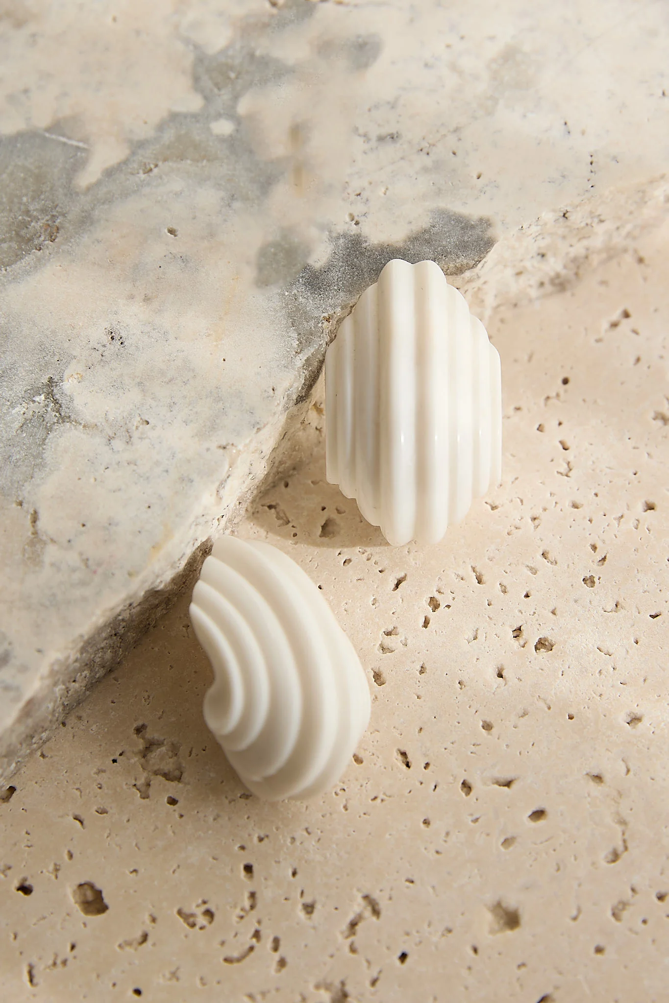 Wynter Ridged Geometric Earrings Ivory - Image 2