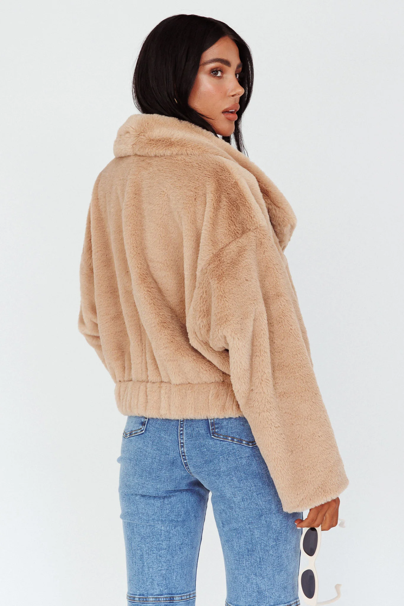 Yaro Long Sleeve Faux Fur Jacket Camel - Image 2