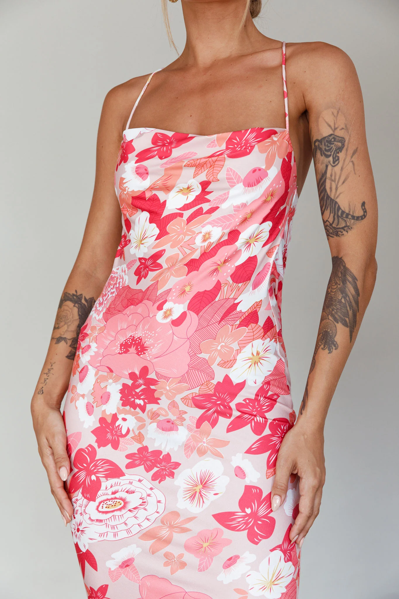 You're My Sunshine Tie-Up Back Midi Dress Pink - Image 6