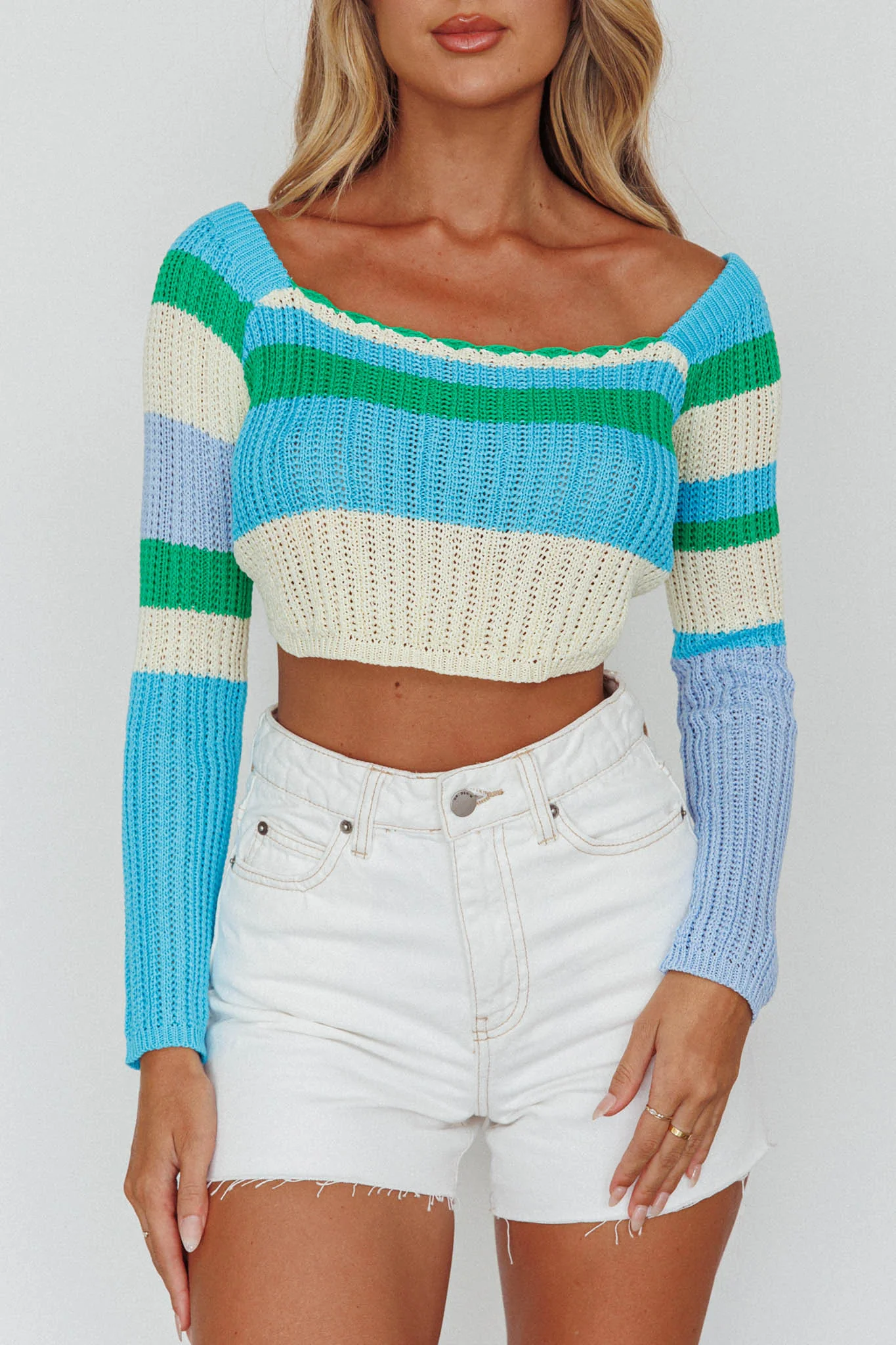 Zandra Long Sleeve Knit Top Blue Multi - Image 4