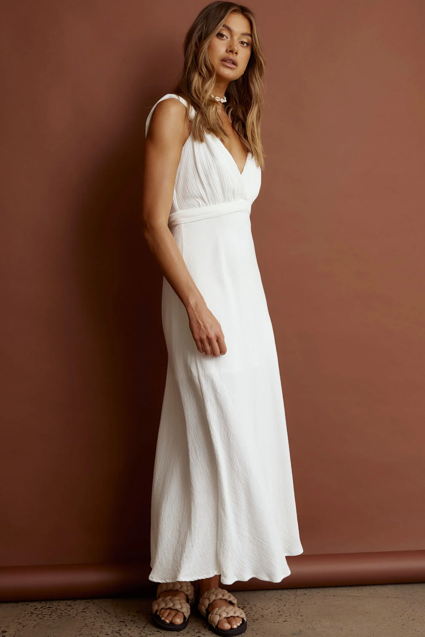 Zanzibar Surplice Neckline Maxi Dress White - Image 4