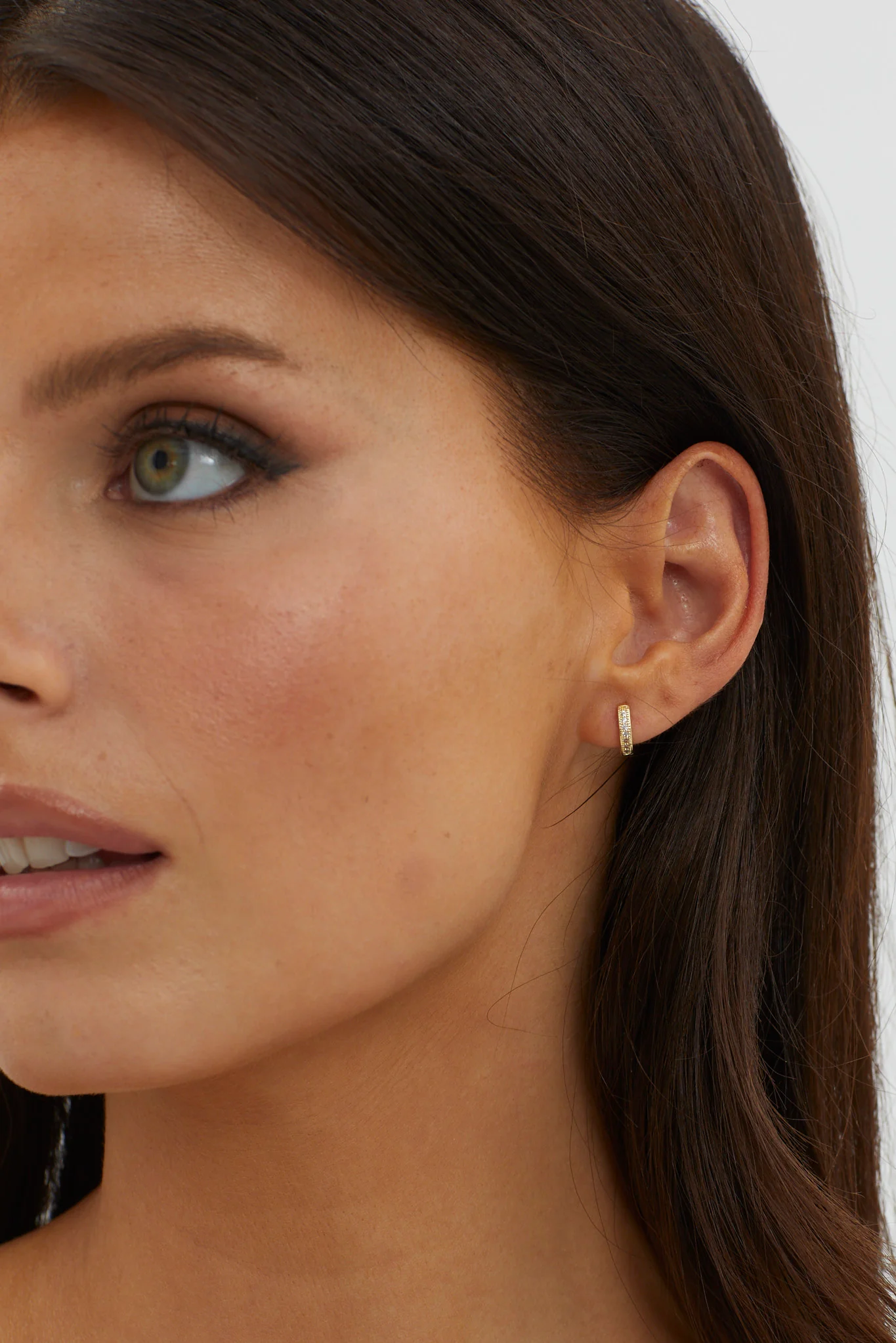 Zelda Zircon Pave Hoop Earrings Gold - Image 3