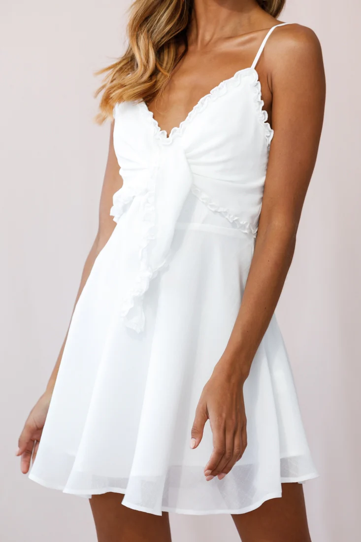 Zeta Bust Tie A-Line Dress White - Image 4