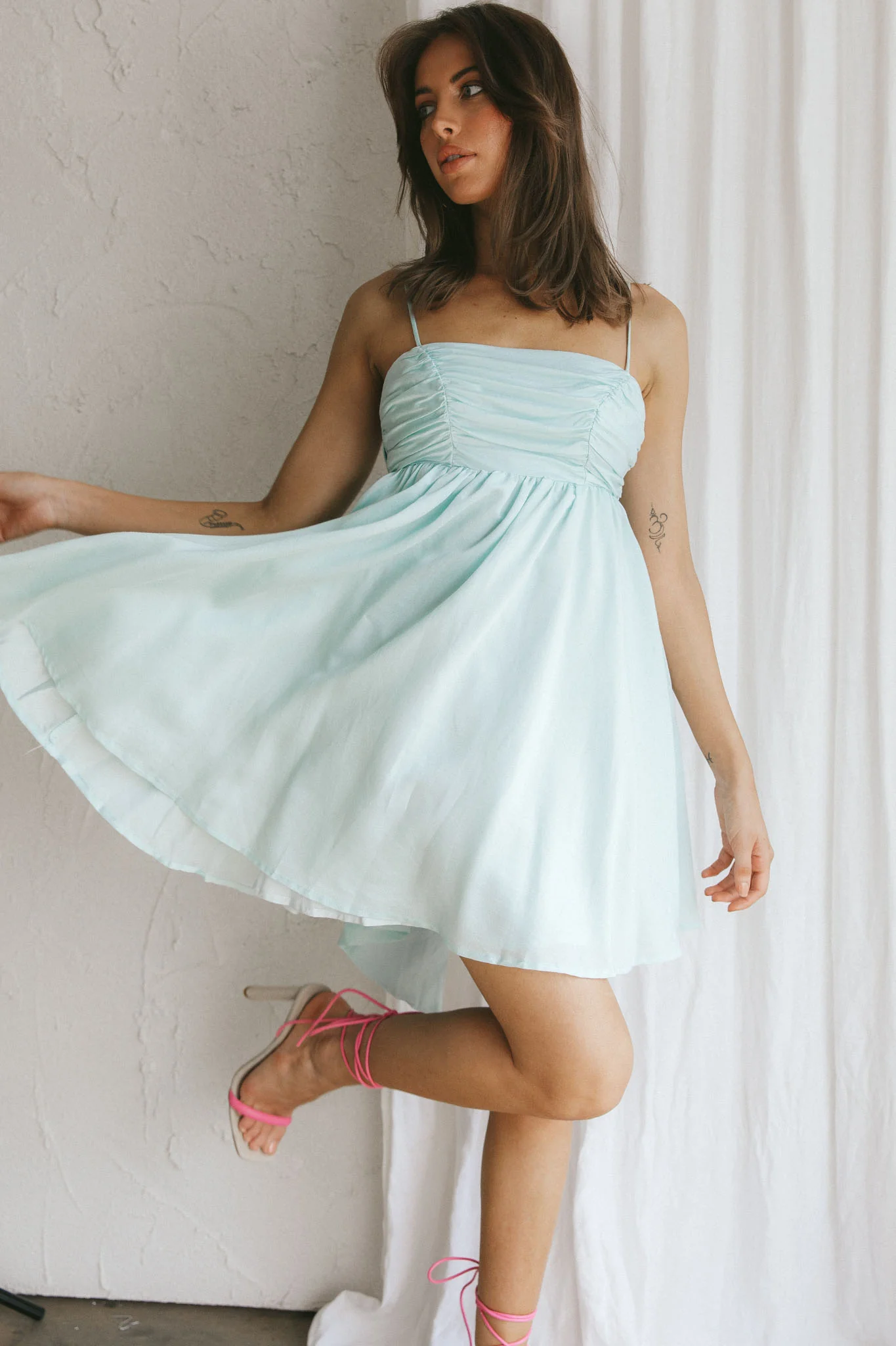 Zhen Bow Tie Back Mini Dress Mint - Image 6
