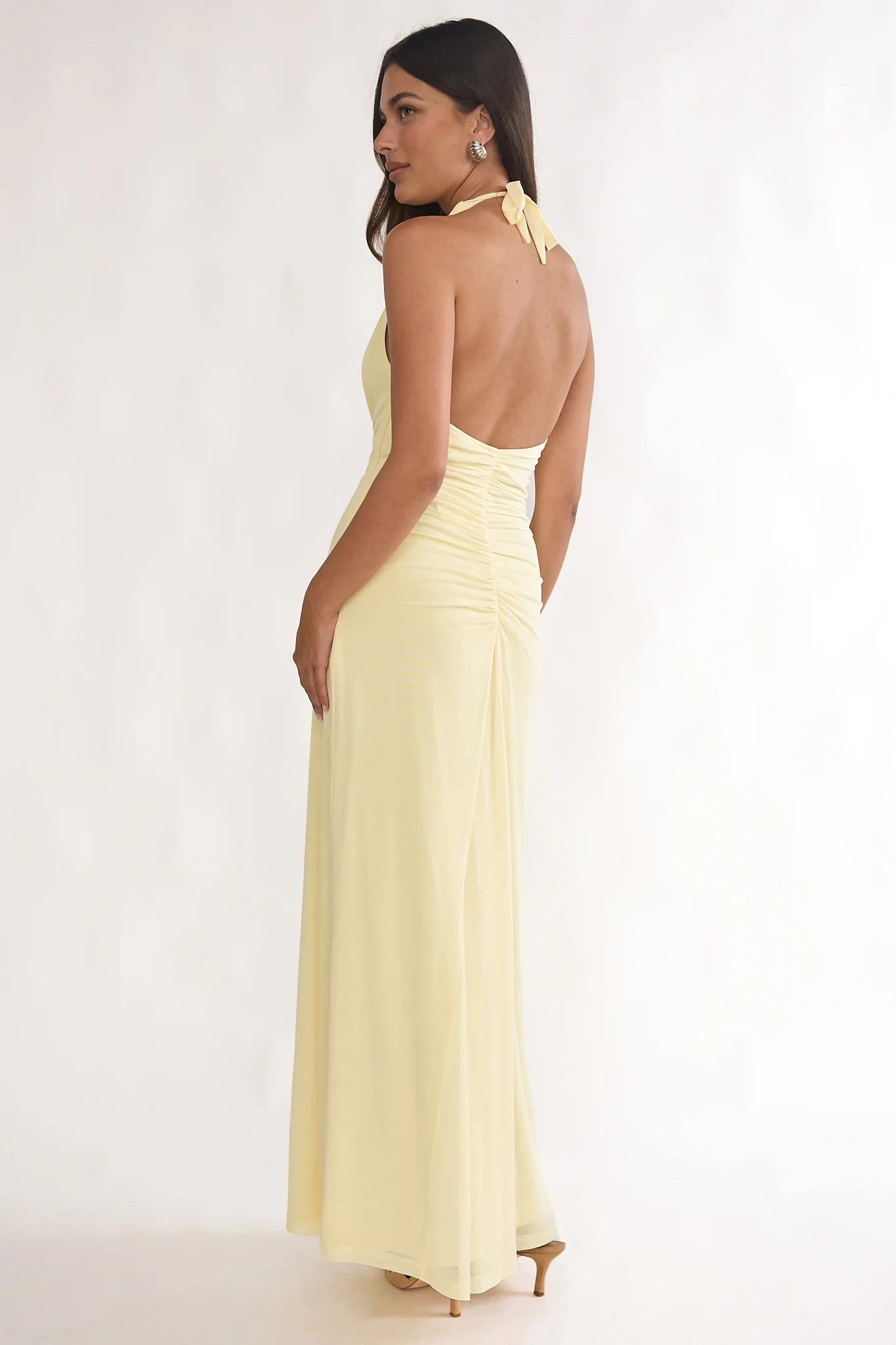 Ziera Ruched Insert Halter Maxi Dress Butter - Image 2