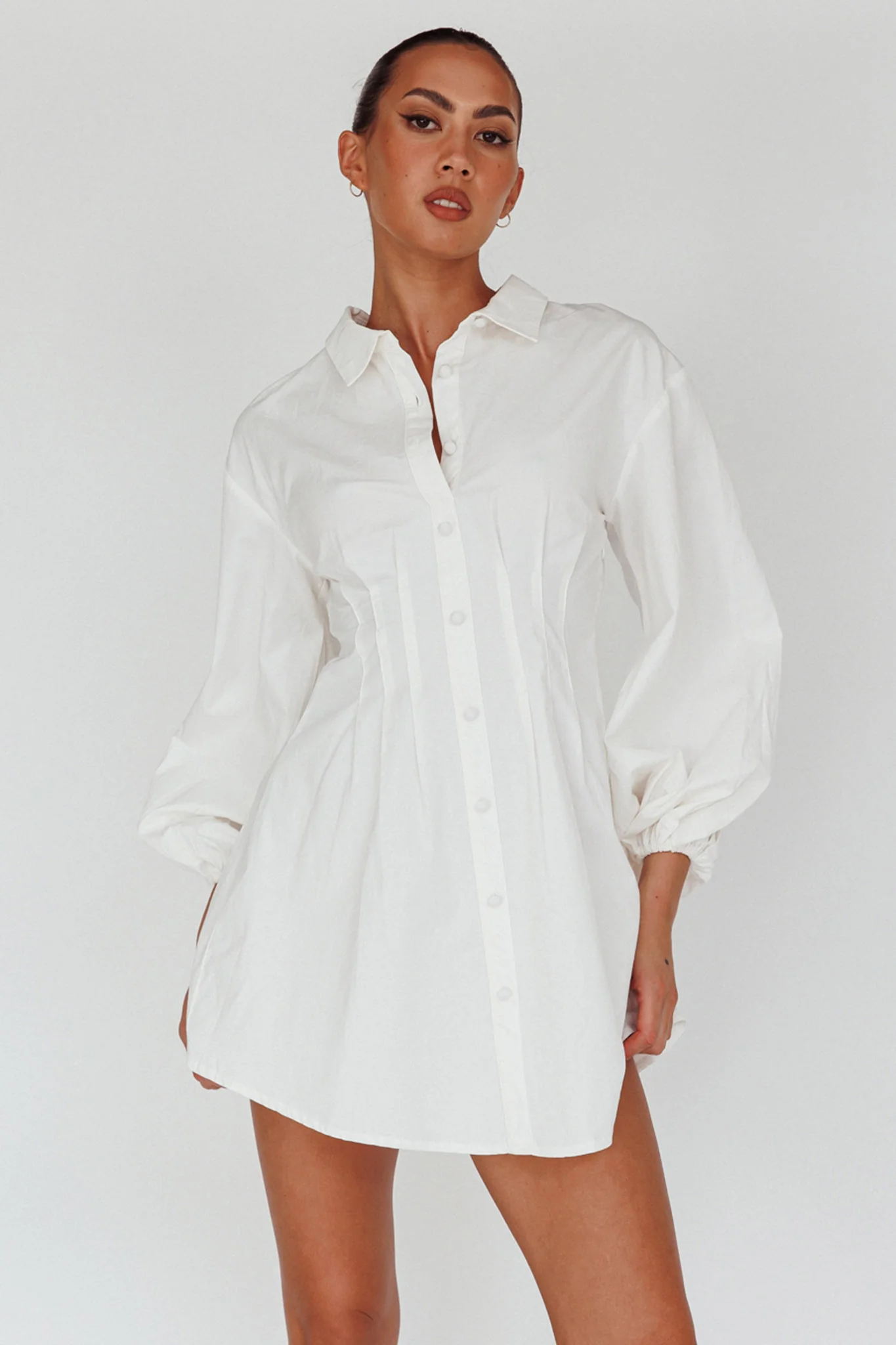 Zurich Long Sleeve Mini Dress White - Image 5
